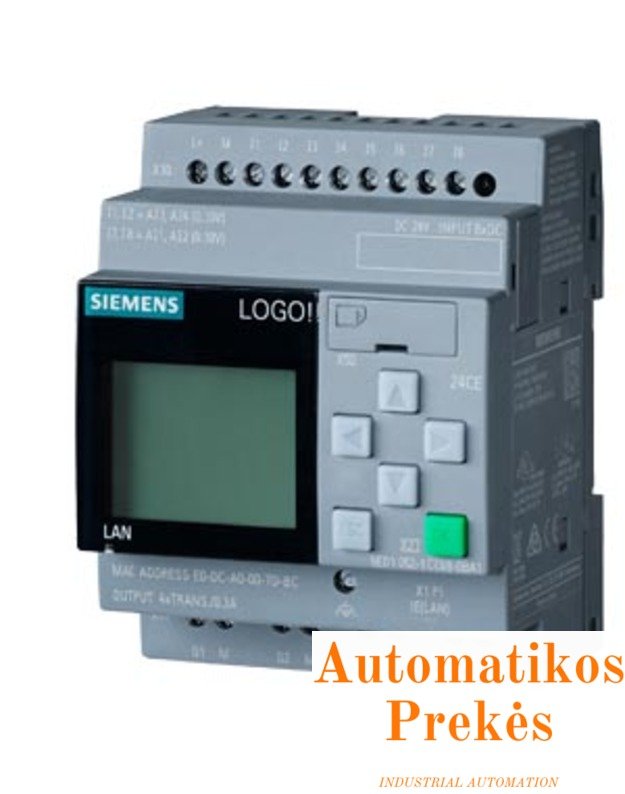 LOGO! 24CE valdiklis, 6ED1052-1CC08-0BA2, 8DI(4AI)/4DO 24V 