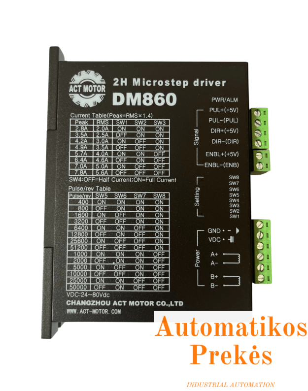 Pavara DM860 žingsniniam varikliui, 24-80V DC, 2.8A - 7.8A